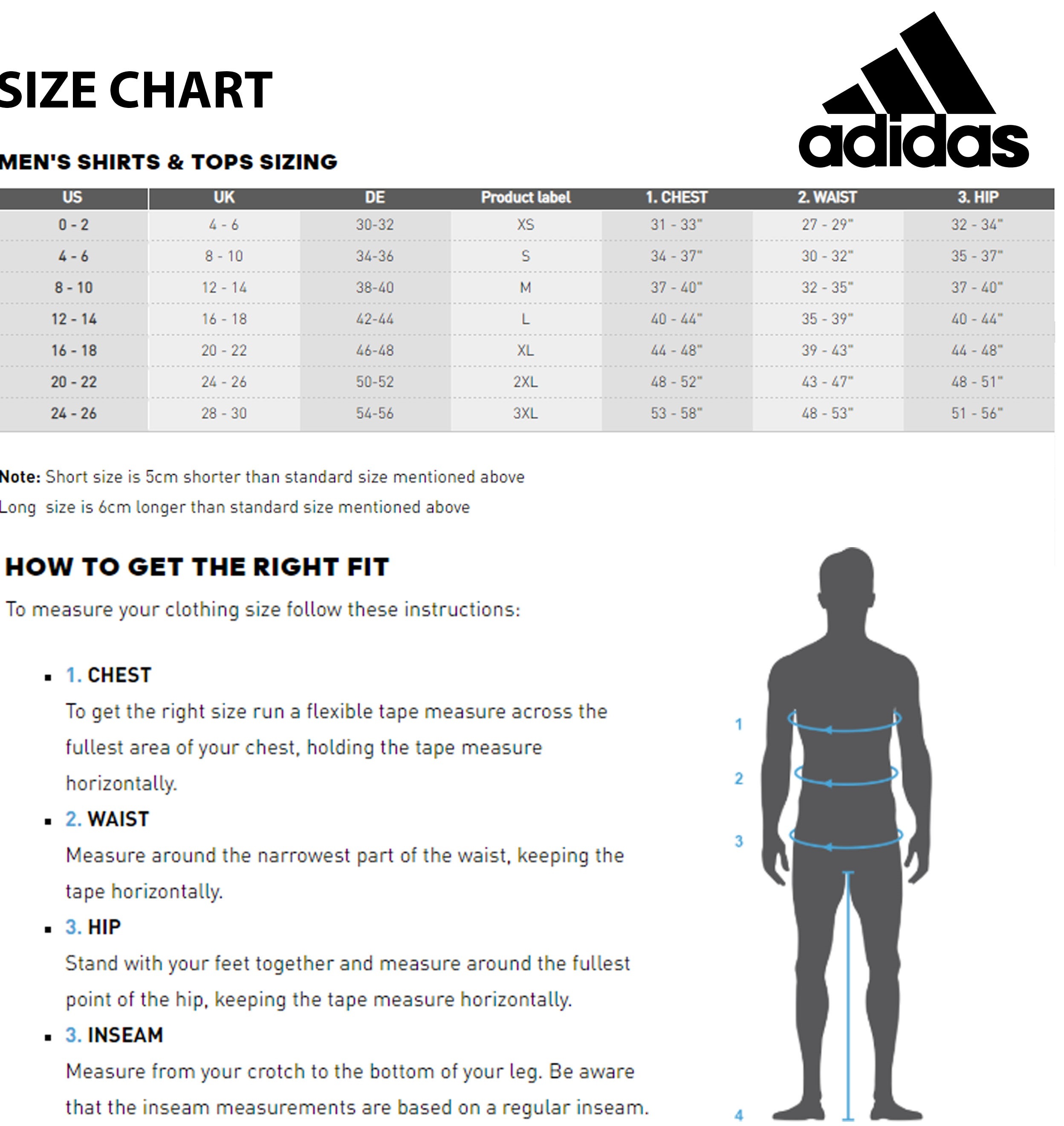 adidas techfit size chart