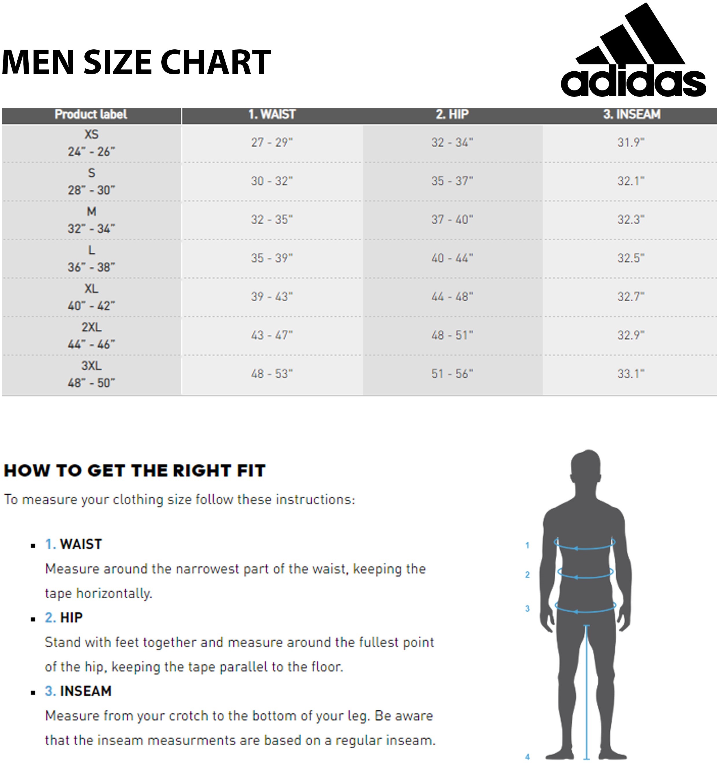 Football Pants Size Chart