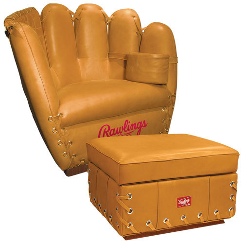 Rawlings Hohchrottso Hoh Chair Ottoman, Leather Baseball Chair