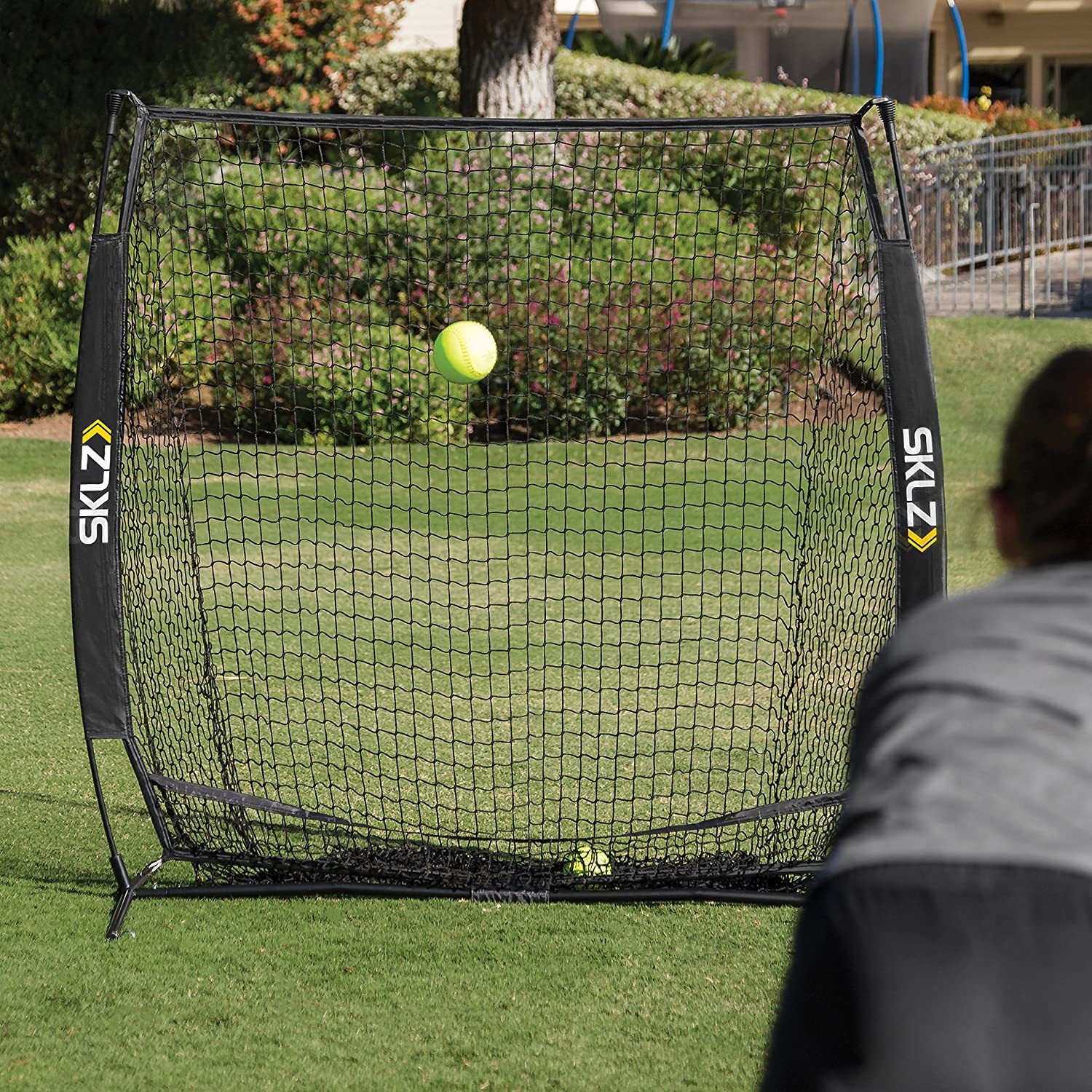 5x5 FT Baseball Practice Hitting Training Net with Carrying Bag & A Ball Caddy 