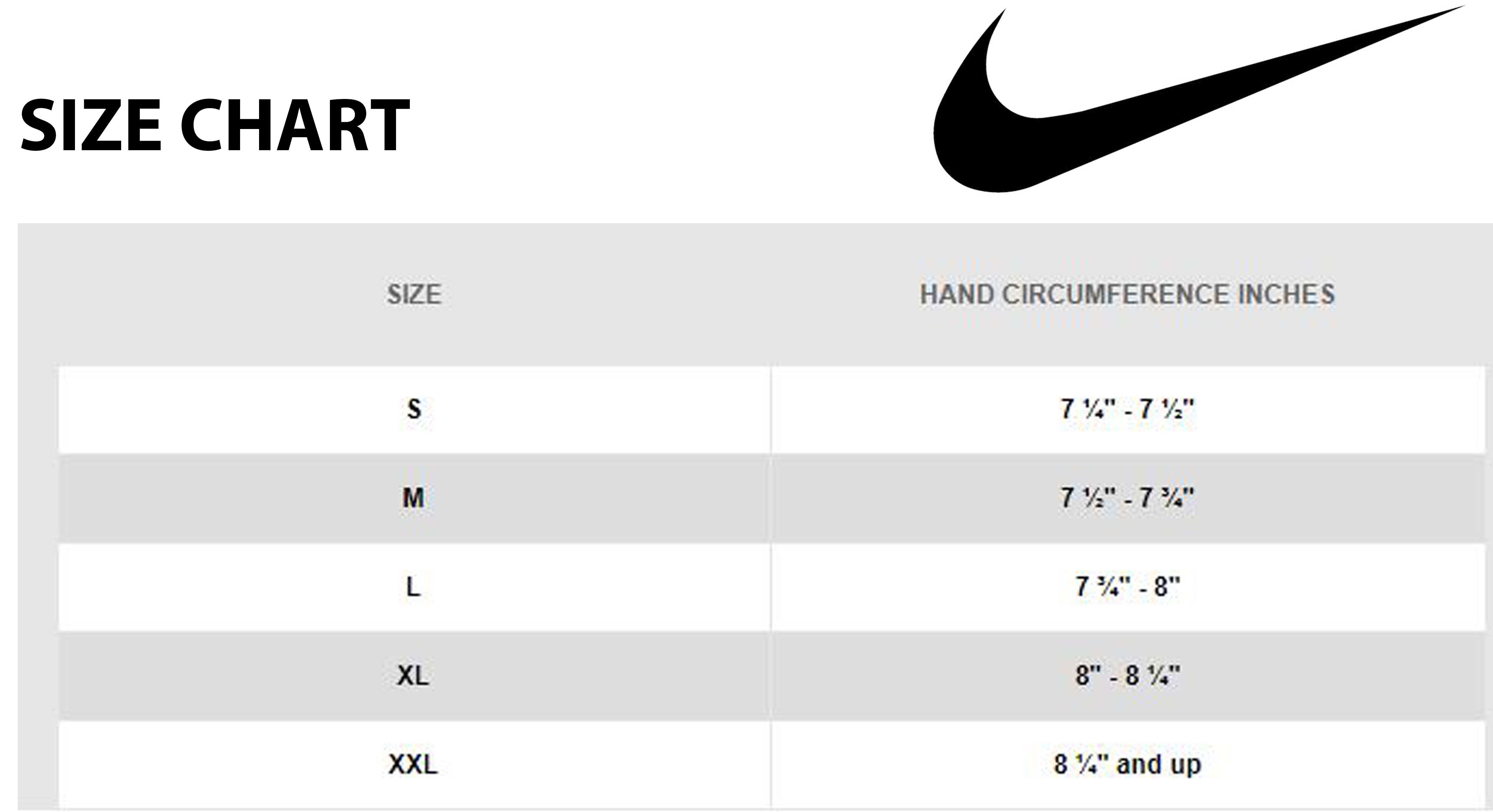 nike football shoes size chart