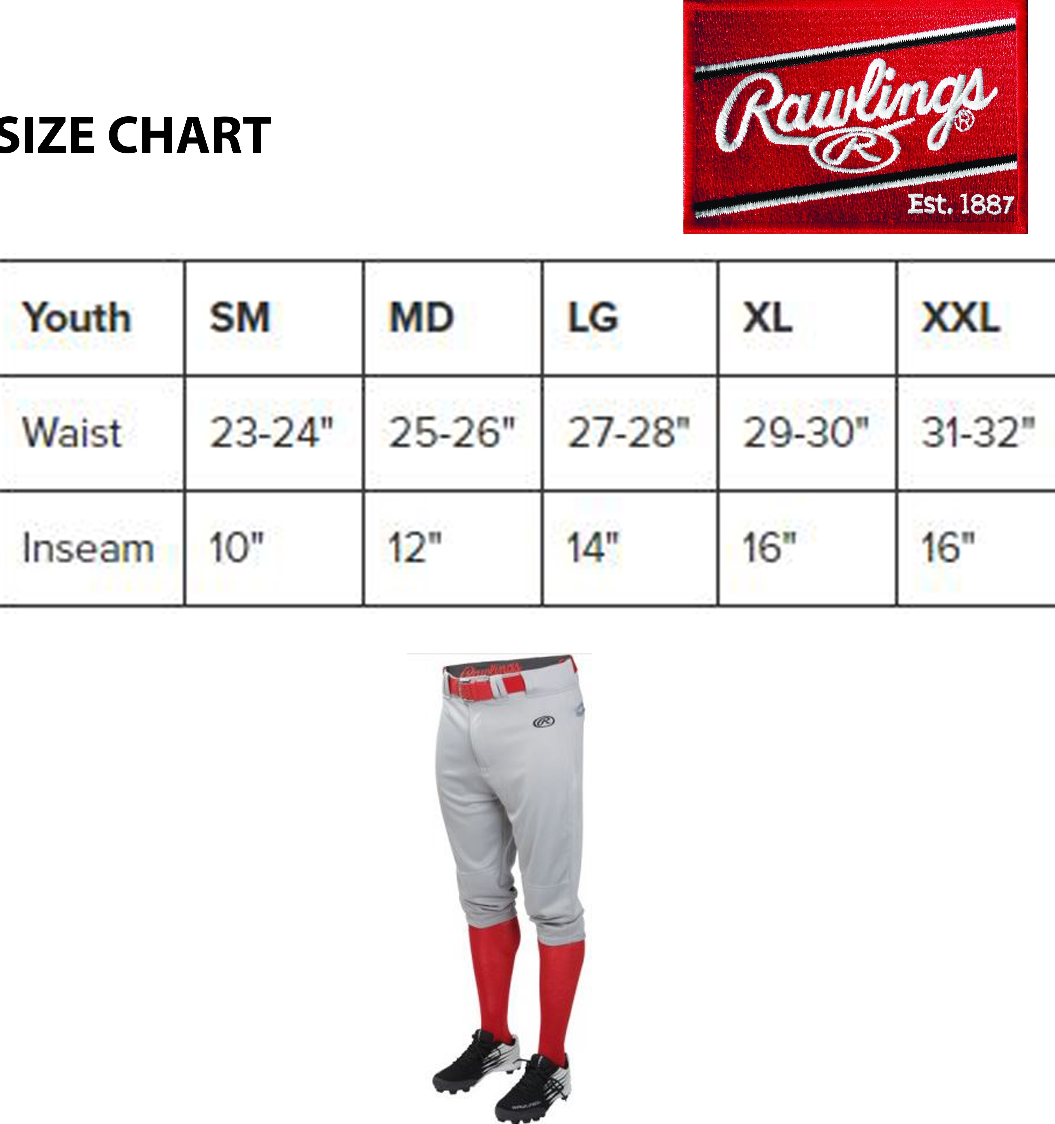 Rawlings YLNCHKP Youth Launch Knicker Pant - Forelle Teamsports - American  Football, Baseball, Softball Equipment Specialist