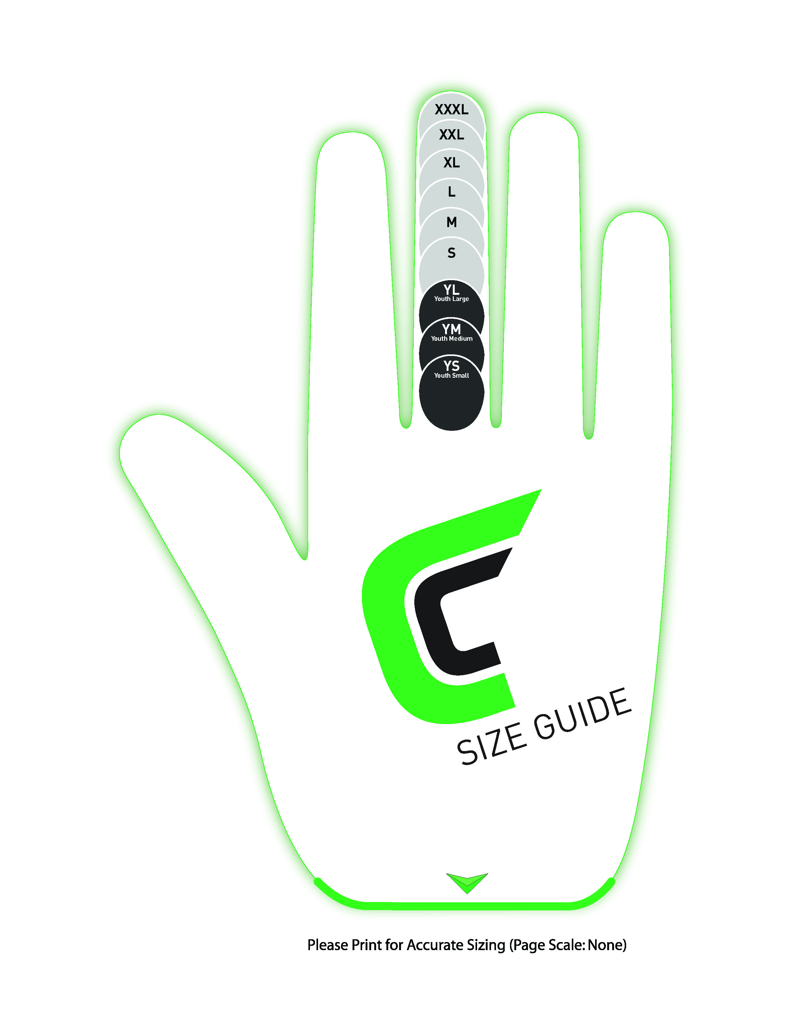Cutters Receiver Gloves Size Chart