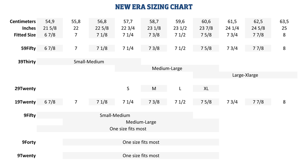 New Era Flex Fit Size Chart
