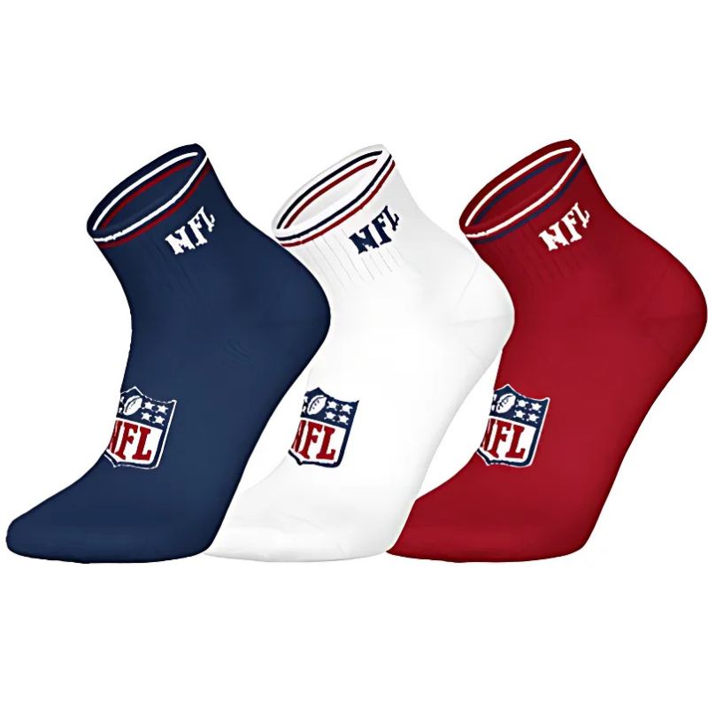 NFL Shield Logo 3-Pack High-Quality Cotton Quarter Socks