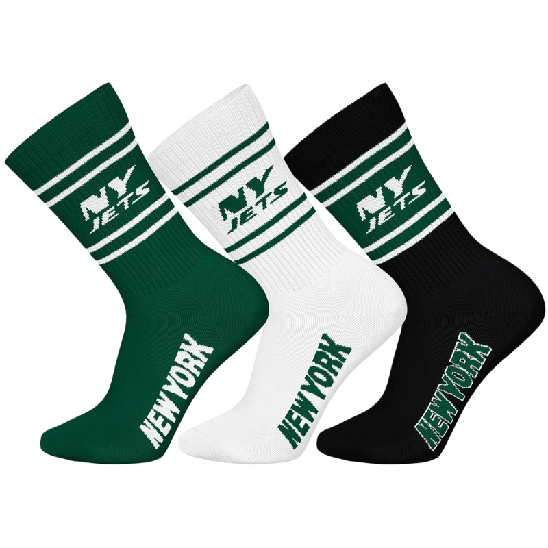 NFL New York Jets 3-Pack Soft Cotton Crew Socks