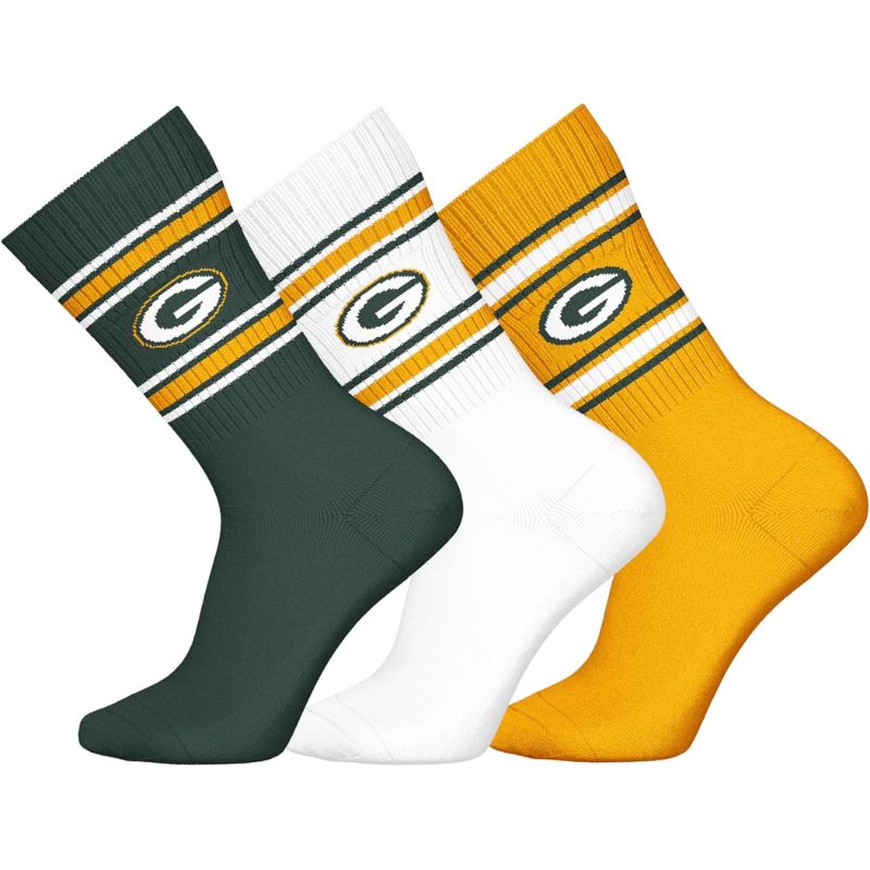 NFL Green Bay Packers 3-Pack Soft Cotton Crew Socks