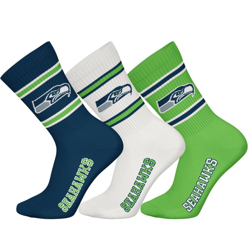 NFL Seattle Seahawks 3-Pack Soft Cotton Crew Socks