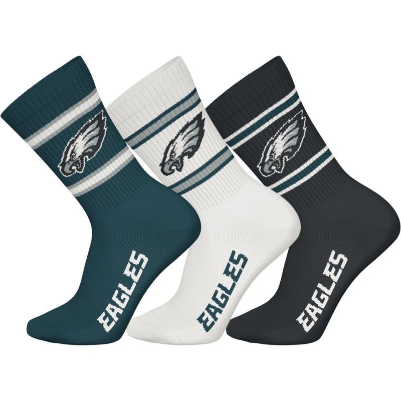 NFL Philidelphia Eagles 3-Pack Soft Cotton Crew Socks