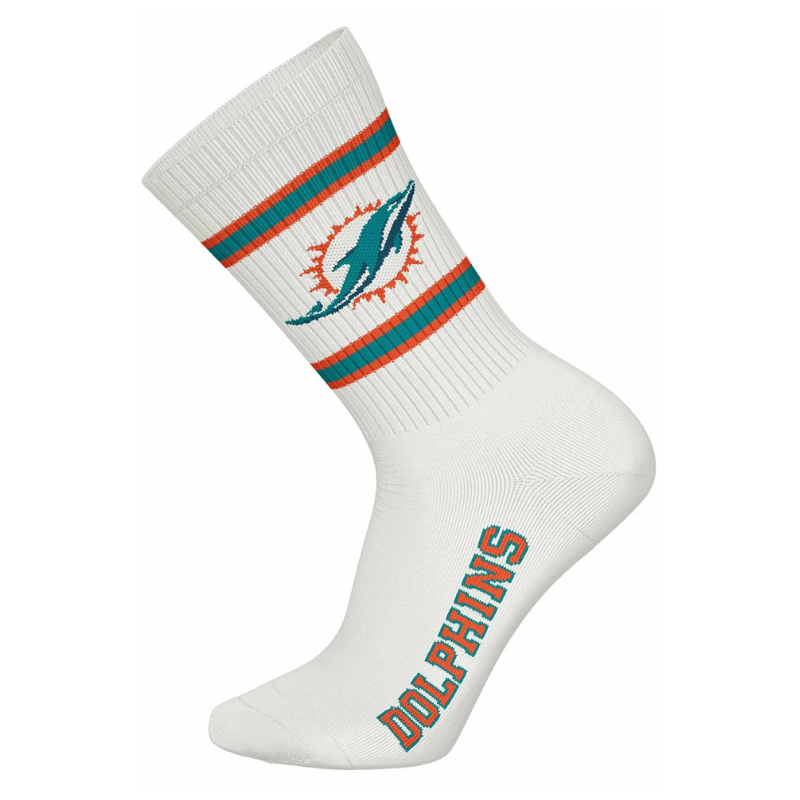 NFL Miami Dolphins 3-Pack Soft Cotton Crew Socks | 43/46 Teal/White/Orange