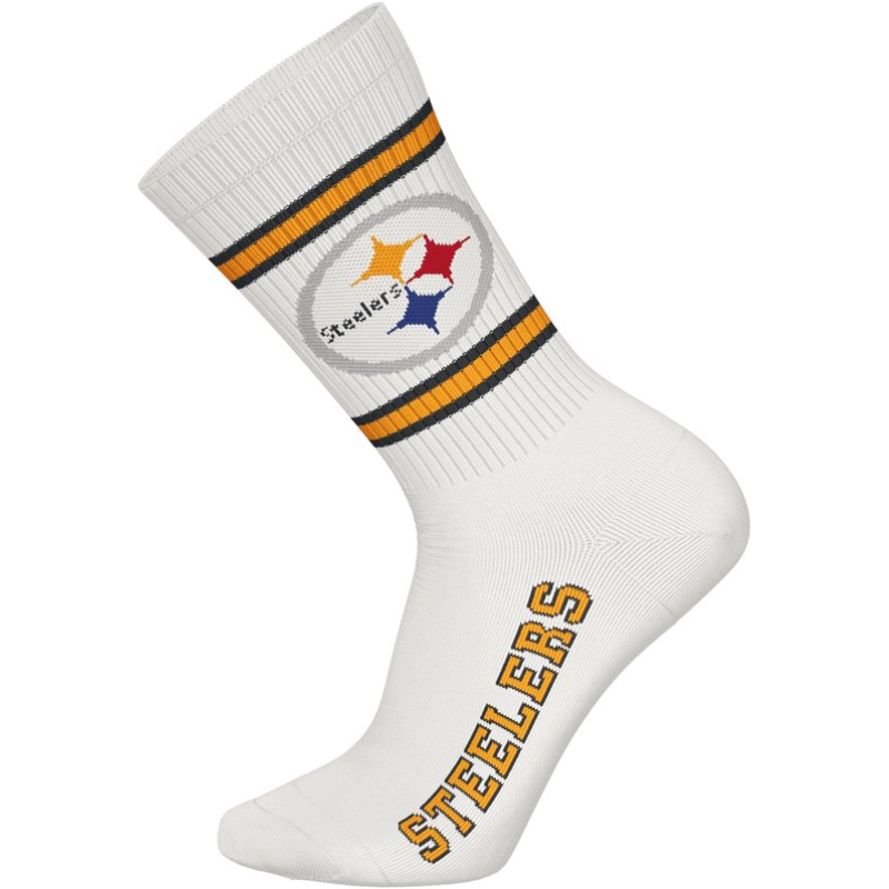 NFL Pittsburgh Steelers 3-Pack Soft Cotton Crew Socks | 39/42 Black/White/Yellow