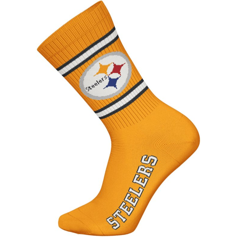 NFL Pittsburgh Steelers 3-Pack Soft Cotton Crew Socks | 39/42 Black/White/Yellow