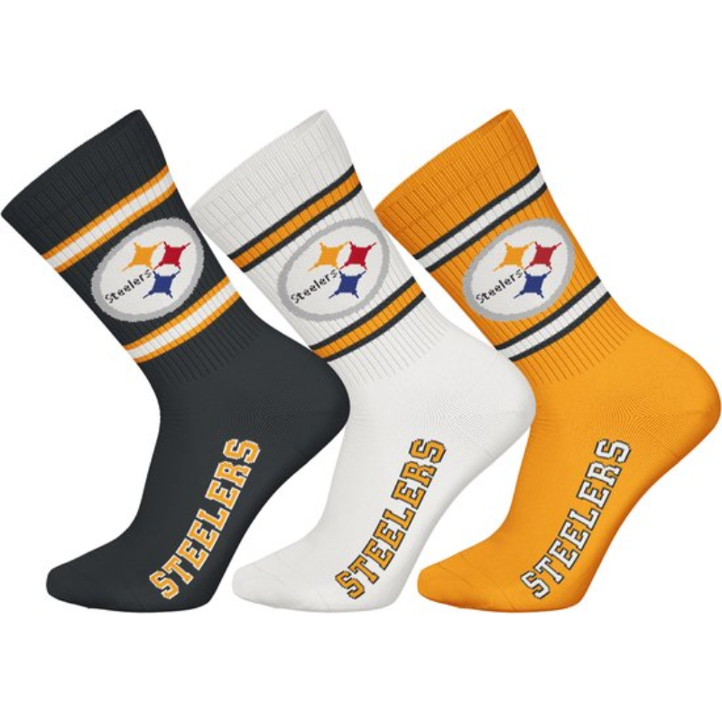 NFL Pittsburgh Steelers 3-Pack Soft Cotton Crew Socks