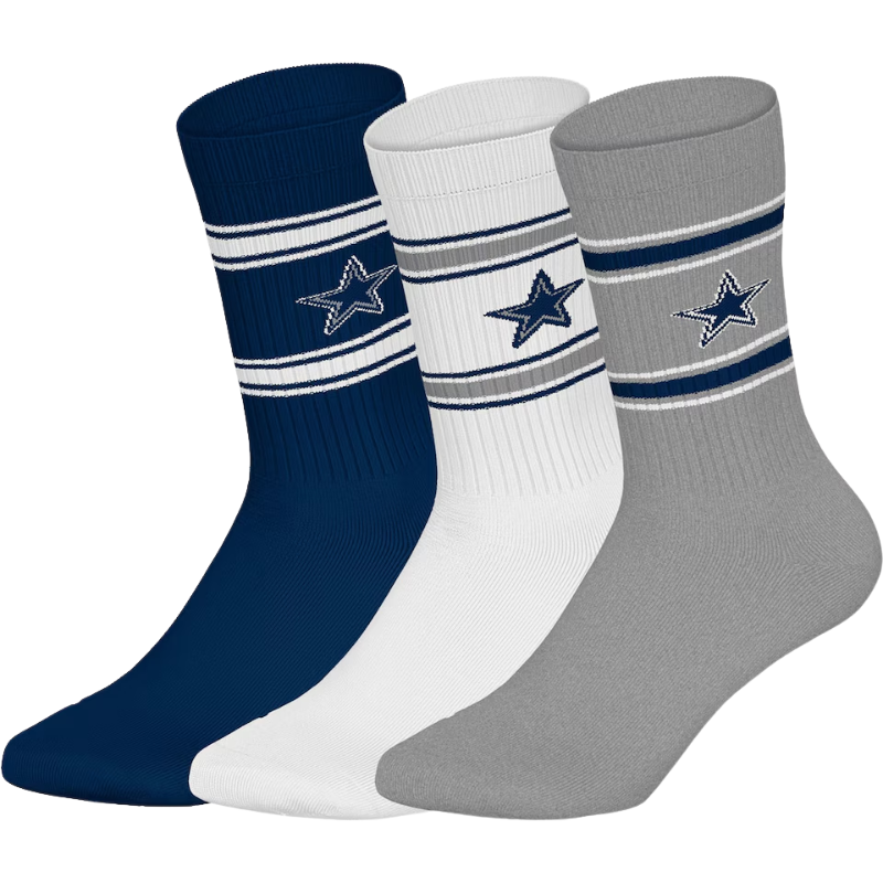 NFL Dallas Cowboys 3-Pack Soft Cotton Crew Socks