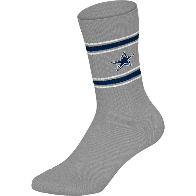 NFL Dallas Cowboys 3-Pack Soft Cotton Crew Socks | 43/46 White/Blue/Grey