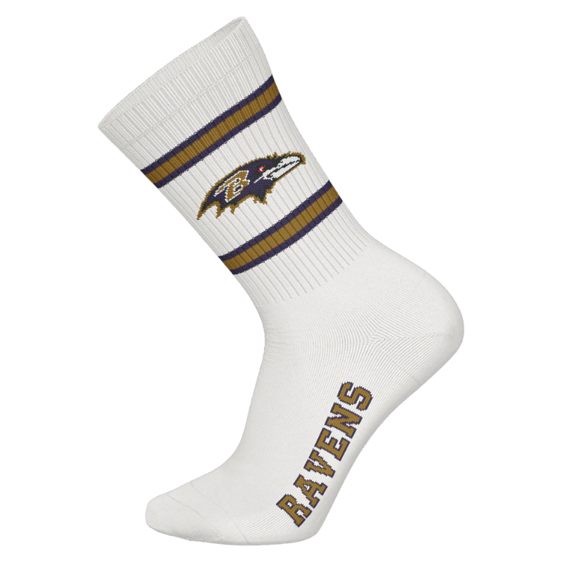 NFL Baltimore Ravens 3-Pack Soft Cotton Crew Socks | 43/46 Purple/White/Black