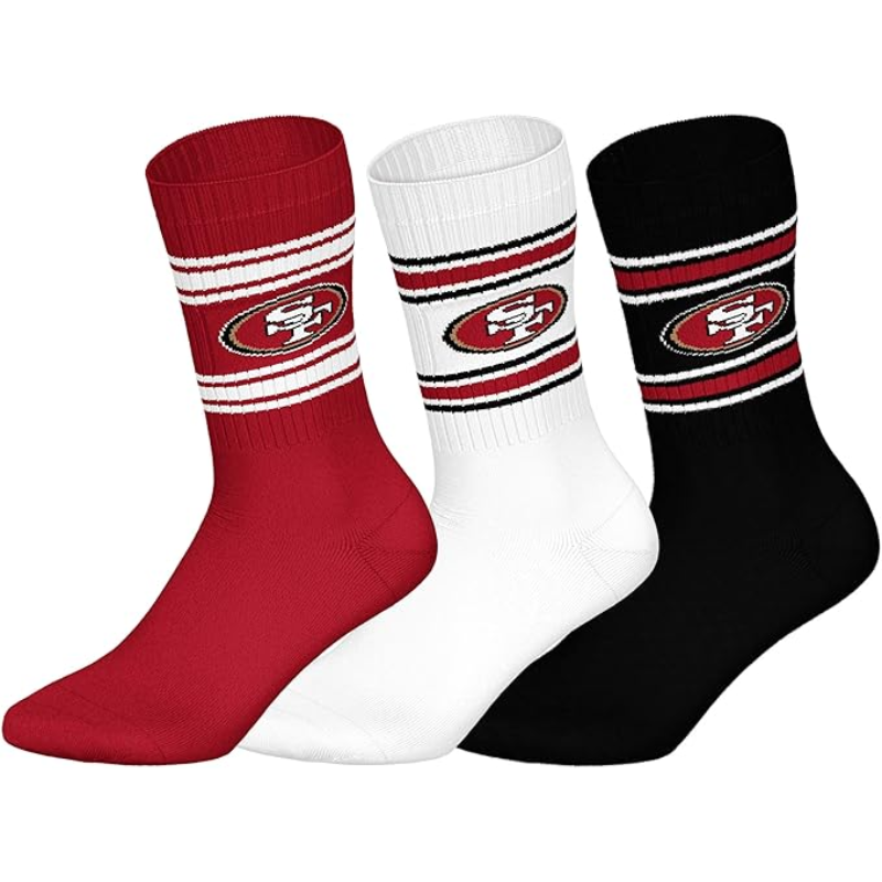 NFL San Francisco 49ers 3-Pack Soft Cotton Crew Socks