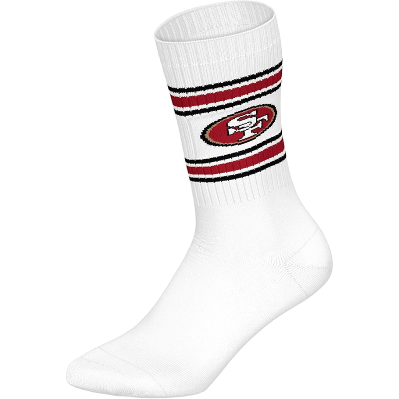 NFL San Francisco 49ers 3-Pack Soft Cotton Crew Socks | 43/46 Red/White/Black