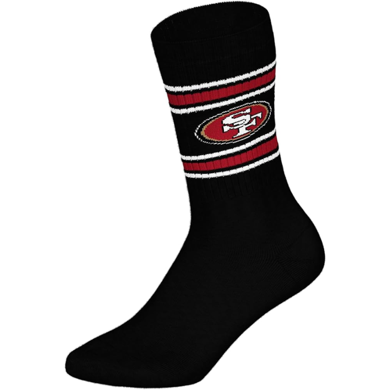 NFL San Francisco 49ers 3-Pack Soft Cotton Crew Socks | 43/46 Red/White/Black