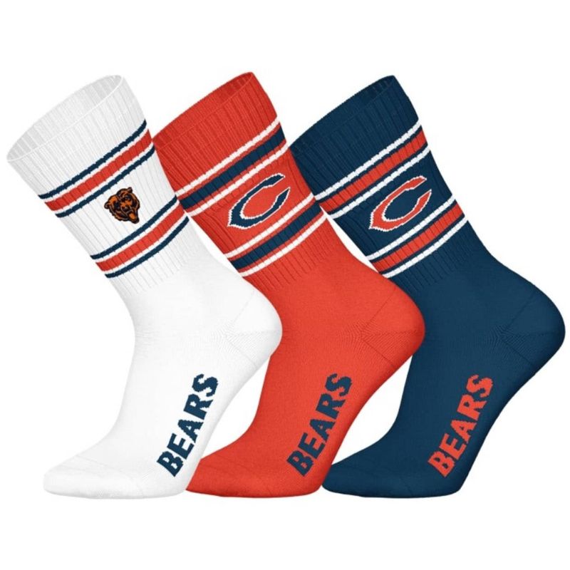 NFL Chicago Bears 3-Pack Soft Cotton Crew Socks