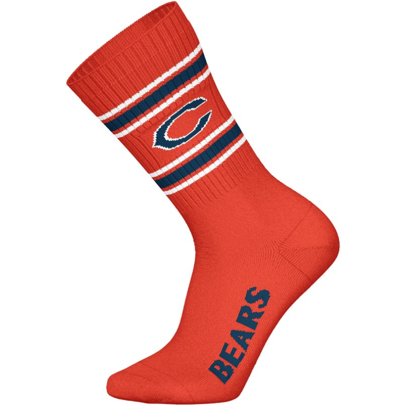 NFL Chigaco Bears 3-Pack Soft Cotton Crew Socks | 39/42 White/Orange/Navy