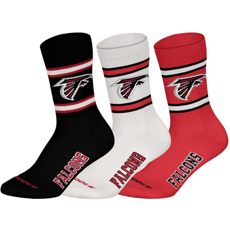 Nfl Pattern Socks NFL Atlanta Falcons 3pk Huddle Crew Socks 43/46 Blk/Wht/Red