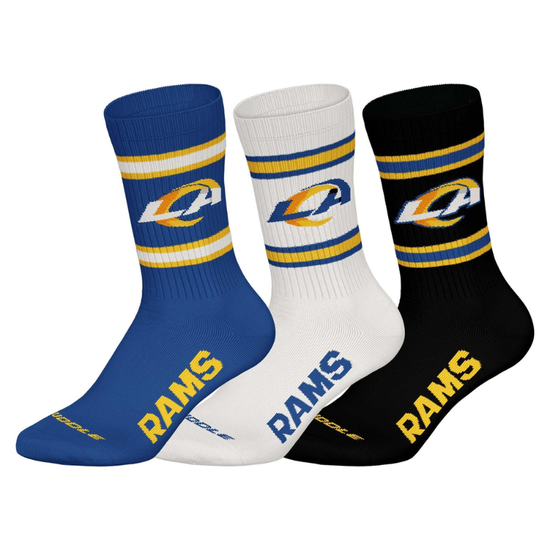 Nfl Pattern Socks NFL Los Angeles Rams 3pk Huddle Crew Socks 43/46 Blu/Wht/Blk