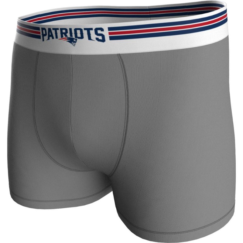 NFL New England Patriots 3-Pack 95% Cotton Boxers | Navy/Grey/Red Size M