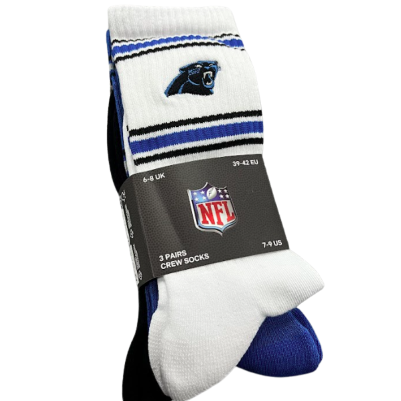 NFL Carolina Panthers 3-Pack Soft Cotton Crew Socks
