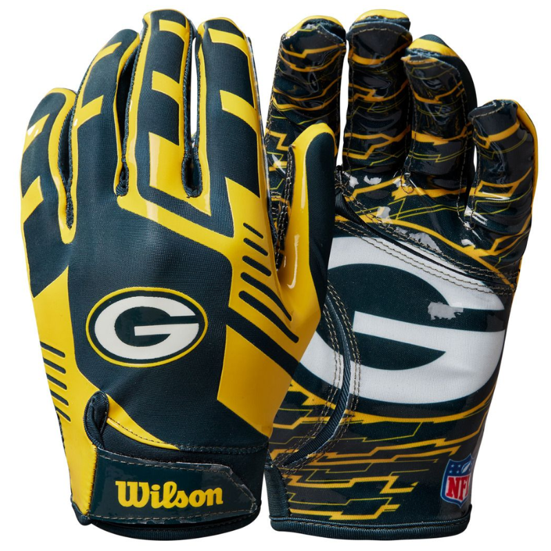 Wilson Youth NFL Stretch Fit Gloves Team Green Bay Packers