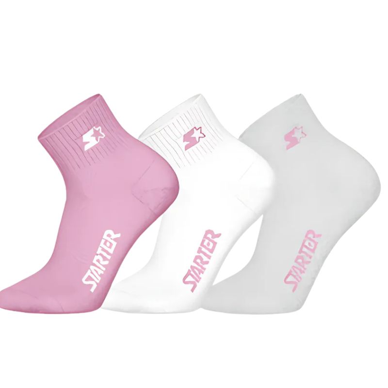 Starter 3pk Quarter Socks (46) 39/42 Pink/White/Grey