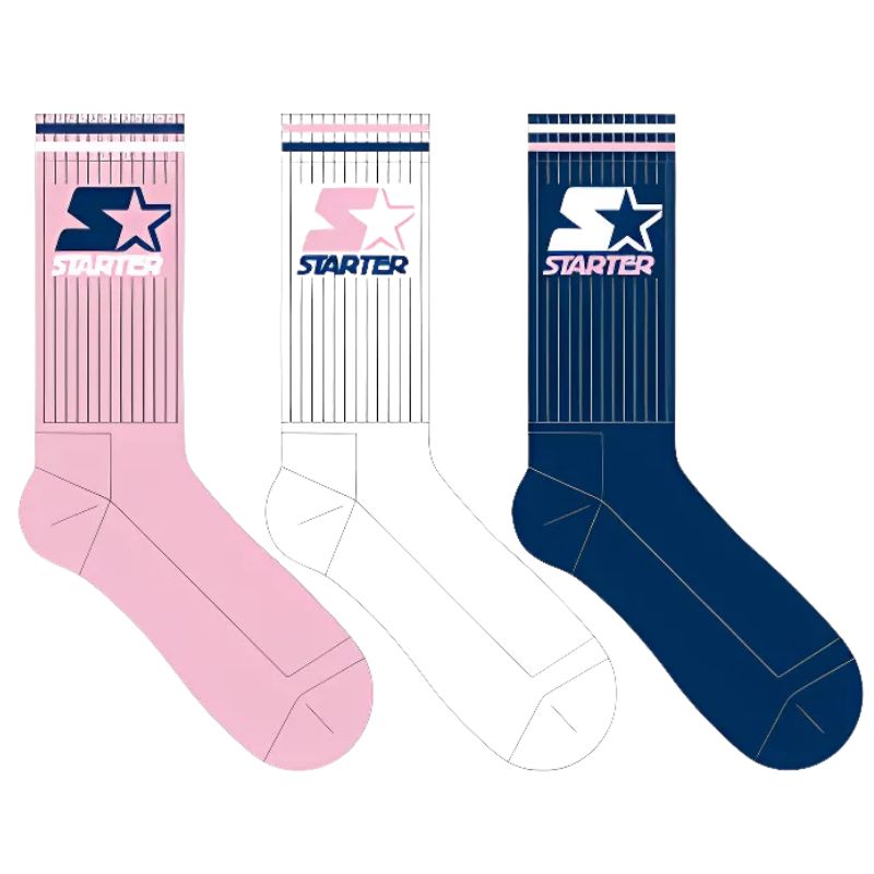 Starter 3pk Crew Socks (48) 35/38 Pink/White/Navy