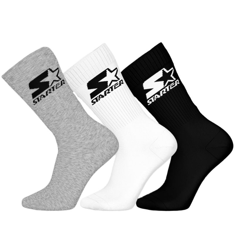 Starter 6pk Crew Socks (65) 39/42 Grey/White/Black