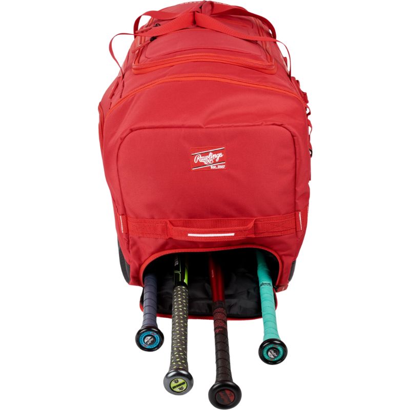 Rawlings YADI2 Wheeled Equipment Bag (Catcher) Color Scarlet