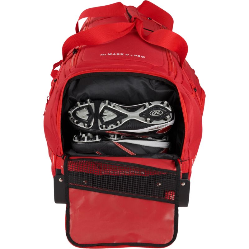 Rawlings YADI2 Wheeled Equipment Bag (Catcher) Color Scarlet