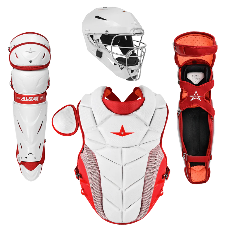 All Star CKW-PHX Pro Fastpitch Catching Kit  L White/Scarlet