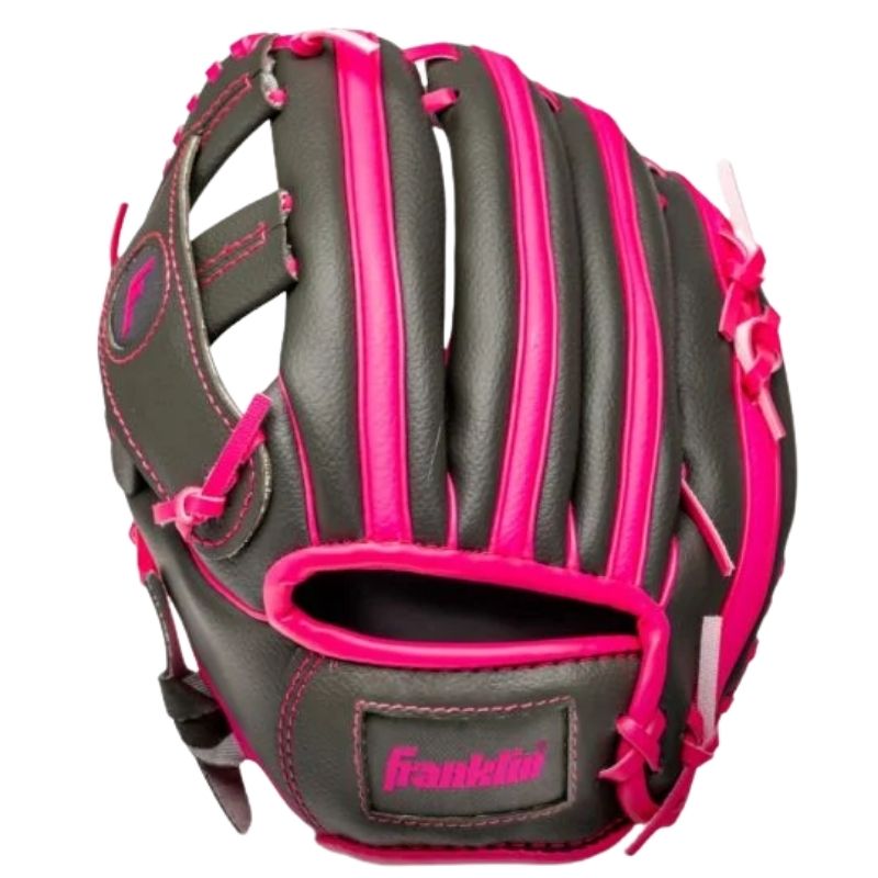 Franklin 22702 9,5 Inch Graphite/Pink Youth Baseball Glove | Left Hand Catch