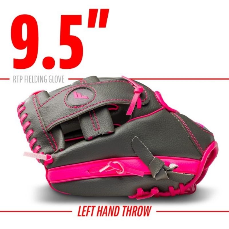 Franklin 22702 9,5 Inch Graphite/Pink Youth Baseball Glove | Left Hand Catch