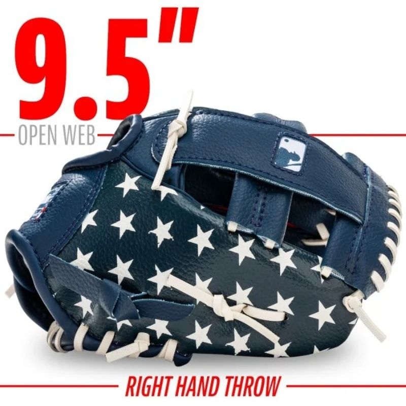 Franklin 22900 9,5 Inch MLB Navy/Red/White Youth Baseball Glove with Ball | Left Hand Catch