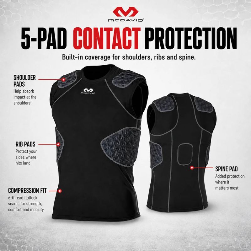 McDavid Rival Integrated Shirt/5-Pad MD21840 XL Black