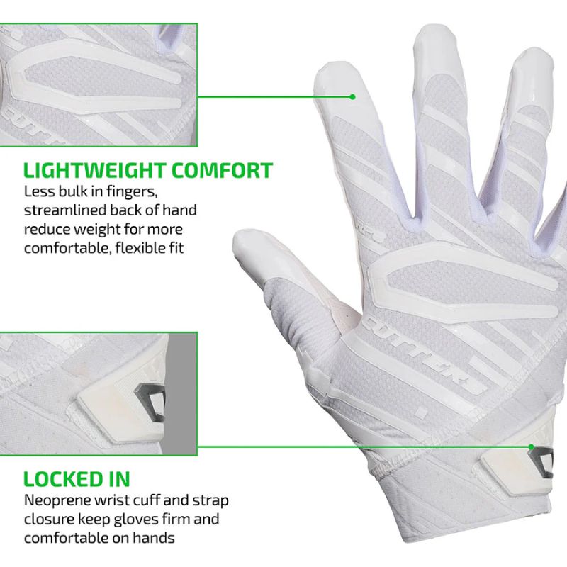 Cutters CG10680 Rev Pro 6.0 Receiver Gloves Solid L White