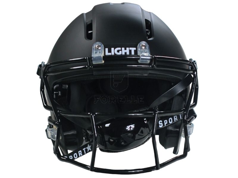 black football helmet front GY Visor Football Facemask Visor Say goodbye to worries about your visor slipping or falling offthese clips keep it securely in place Light Helmets Ls2-cv - Varsity