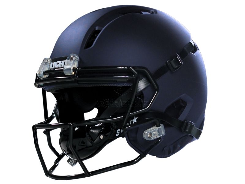 black blue and chrome football helmet Visor and official paint and decals Nevada Wolf Pack Speed Display