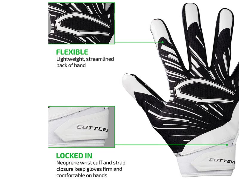 Cutters CG10780 Game Day Pro Youth Receiver Gloves L Black