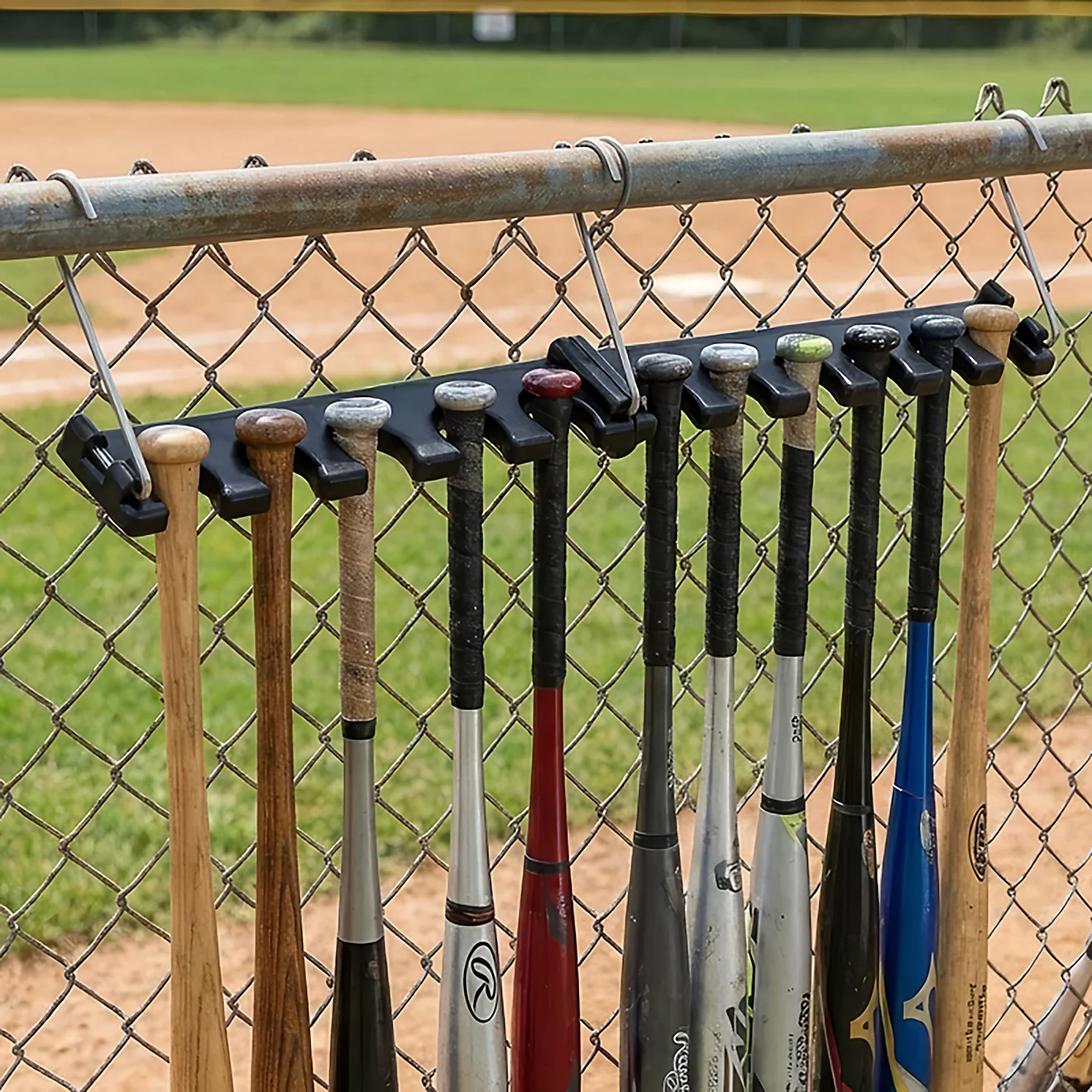 Rawlings Fence Bat Rack | Dugout Bat Holder Baseball Softball Accessory