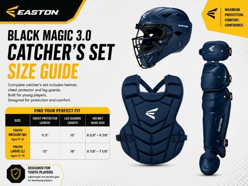 Easton BKMG3KITY Black Magic 3.0 Youth Catcher's Set L Red