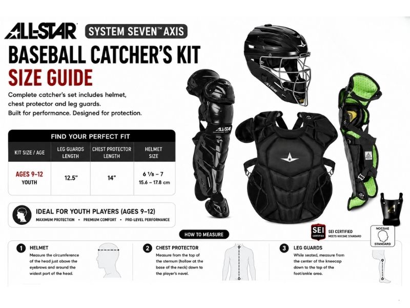 All Star CKCC912S7X Intermidiate System Seven Axis Catcher's Kit | 9-12 Yrs