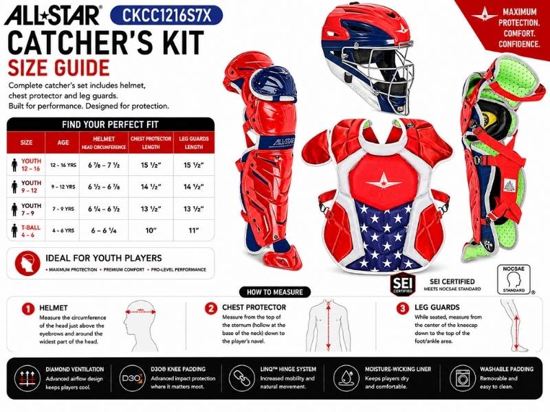 All Star CKCC1216S7X Catcher's Kit 12-16 Yrs Color Navy