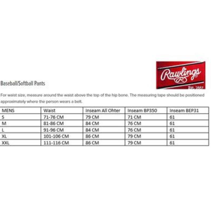 Rawlings LNCHSR Men Launch Pants Semi-Relaxed Baseball 100% Polyester