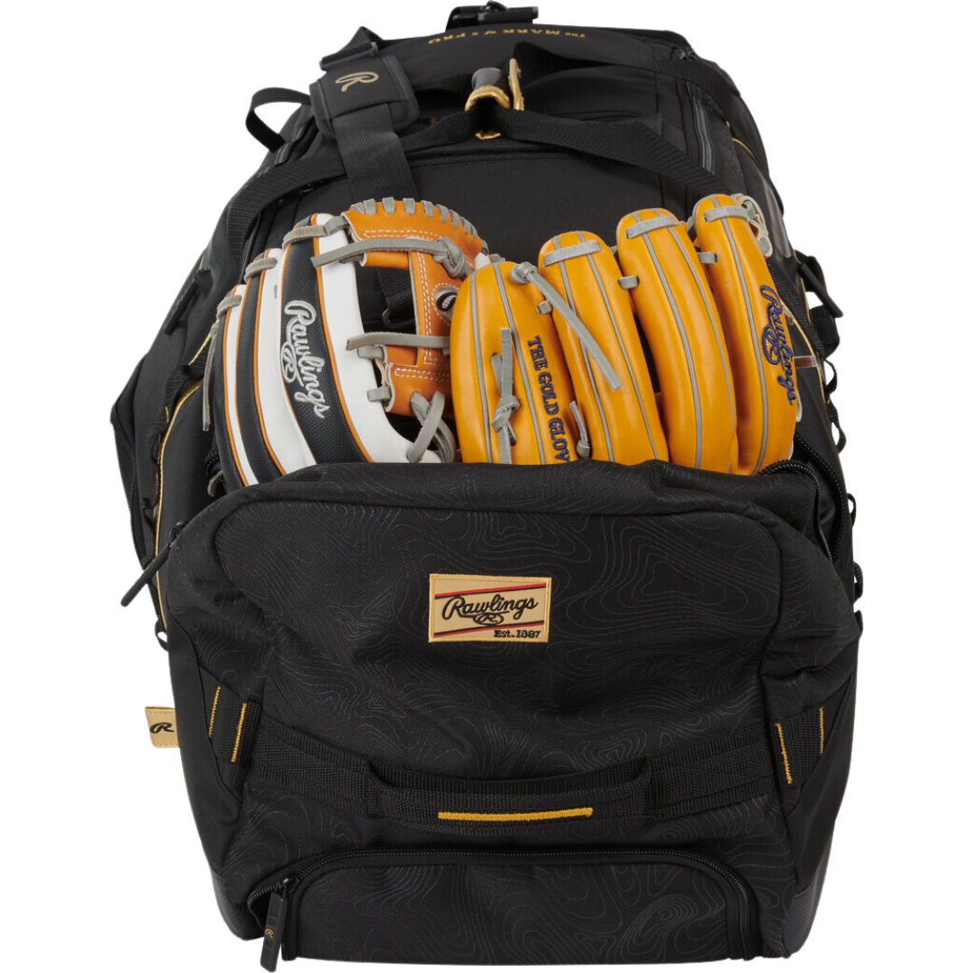 Rawlings GCDUFXL Gold Collection XL Duffel Bag Black | With Ventilated Cleat Storage 